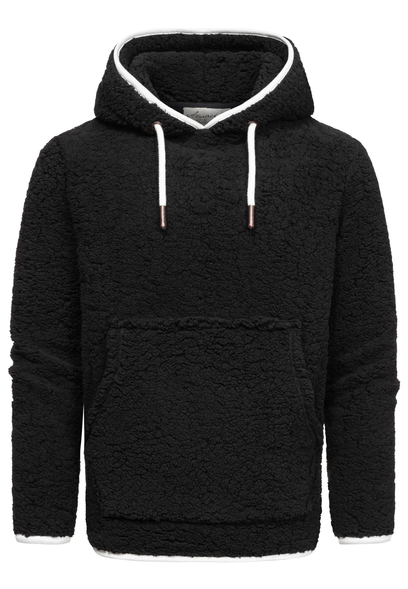 Amaci&Sons Herren Kapuzenpullover Teddyfell Teddy Sweatjacke Plüsch Hoodie Pullover Sweatshirt 4068 Schwarz M