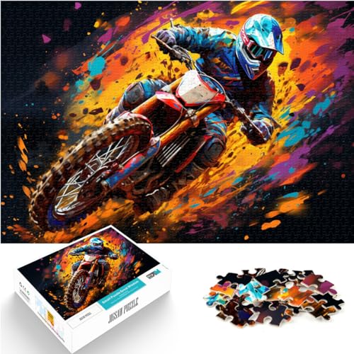 Puzzle, Lernspiele, verrückter Motorradfahrer, 1000-teiliges Puzzle für Erwachsene, Holzpuzzle, interessantes Puzzle zur Stressreduzierung, 1000 Teile (50 x 75 cm)