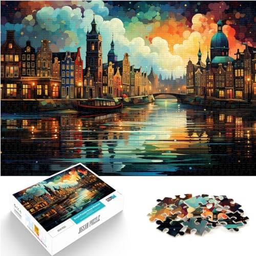 Puzzle | Puzzles Color Amsterdam 1000-teiliges Puzzle für Erwachsene, Holzpuzzle, Spaß für Zuhause, Geburtstagsgeschenk, Reisegeschenk, 1000 Teile (50 x 75 cm)