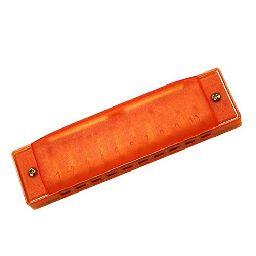 Mundharmonika 10-Loch Kunststoff Mundharmonika Kinder Musikinstrument Geschenk Mundharmonika Anfänger (Color : Orange)