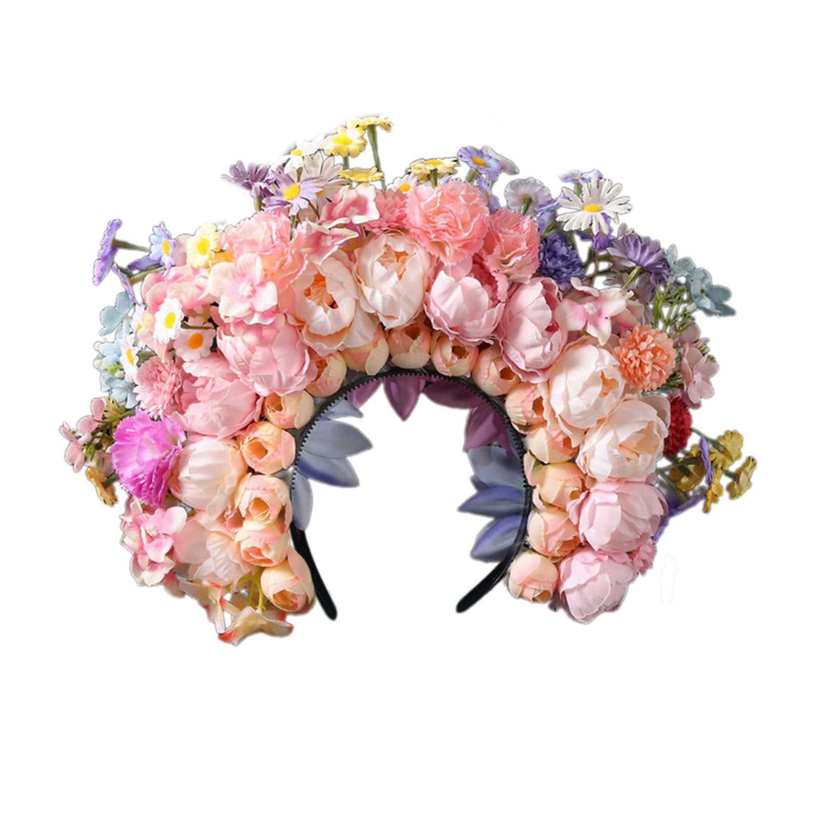 TWEW Buntes Blumen-Stirnband, Haarkranz, Hochzeit, Party, Kostüm, Kopfschmuck für Braut, Damen, modisches Haar-Accessoire, Wie beschrieben