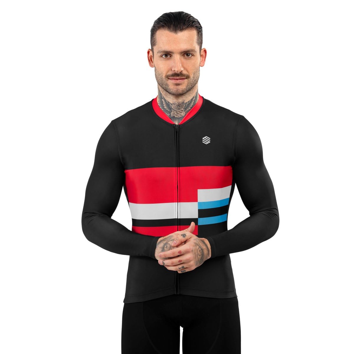 SIROKO - Langärmeliges Radtrikot M2 Riemst - M - Schwarz/Rot