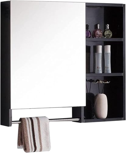 Medizinschrank Badezimmer Waschraum Spiegel Box Hängeschrank WC Aufbewahrungsschrank Make-up Aufbewahrung Wandschrank mit Handtuchhalter (60 x 12 x 70 cm)