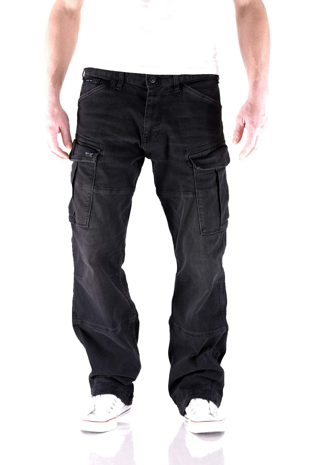 Big Seven Brian Antic Black Cargo Herren Jeans, Hosengröße:W38/L36