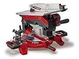 Einhell Kapp-Gehrungssäge mit Obertisch TE-MS 254 T (2000 W, max. 74 mm x 130 mm Schnitttiefe/-breite, Ø 254 mm Sägeblatt, neigbarer Sägekopf, Laser, Tischkreissägen-Funktion)