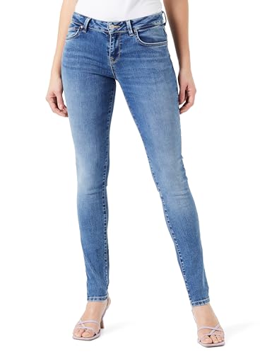 LTB Jeans Damen Jeanshose Nicole - Jeans Damen mit Reißverschluss und einfachen 5 Taschen, Flacher Vorderseite und mittlerer Taille aus Baumwollmischung - Mittel Blau Größe 25/34