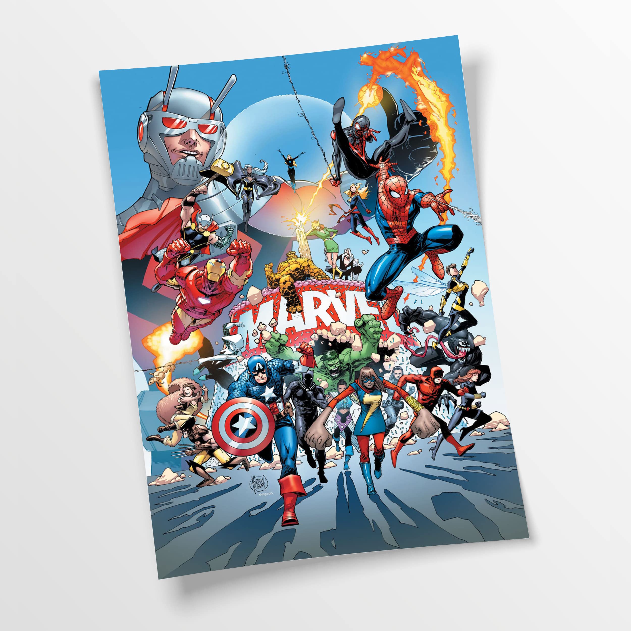 Poster (Baumwolle) Marvel Action Figuren, Superhelden Übersicht, Klein bis XXL, Inneneinrichtung - Wohnzimmer - Wohnung, Dekoration