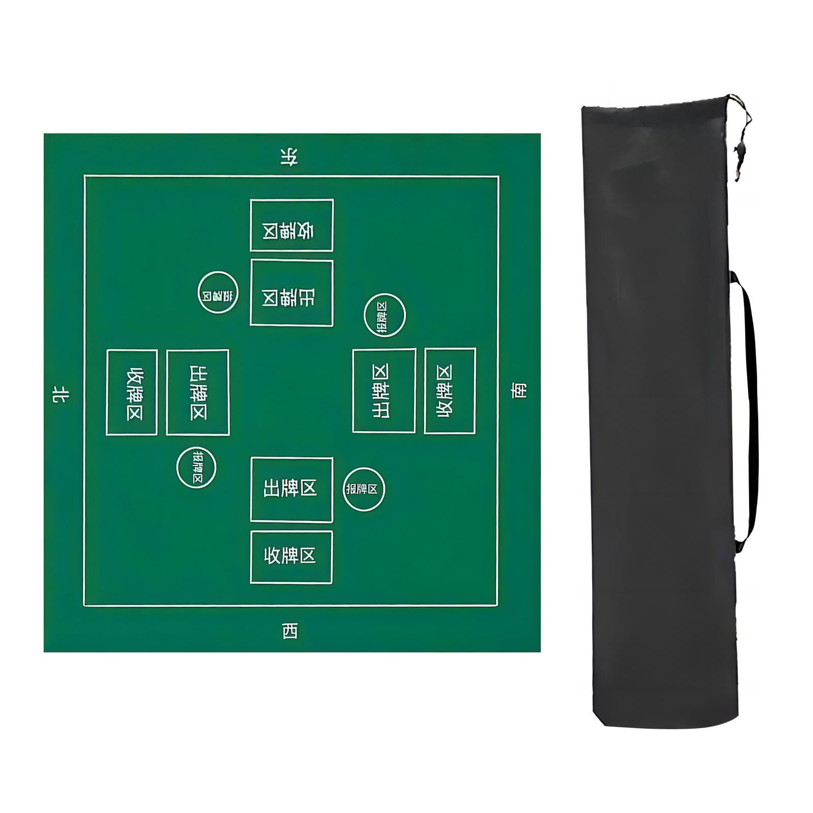 Mahjong Tischmatte,Kachel Spiele Tischabdeckung, For Tisch mit Regeln, verdickte, rutschfeste und geräuschreduzierende Mahjong-Matte, for Mahjong-Spiele und Pokerspiele(Green,80x80cm(31.49x31 49in))