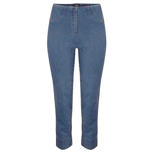 Robell Style BELLA09 – Bequeme, Denim Power Stretch 7/8 Jeans, Gerade geschnittenes Bein mit Aufschlag und Gesässtaschen Farbe Denimblue Größe 36