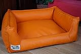 Hundebett Hundesofa Schlafplatz Kunstleder Acceso Farbe und Größe wählbar von XS bis XXL (70 cm X 55 cm, orange)