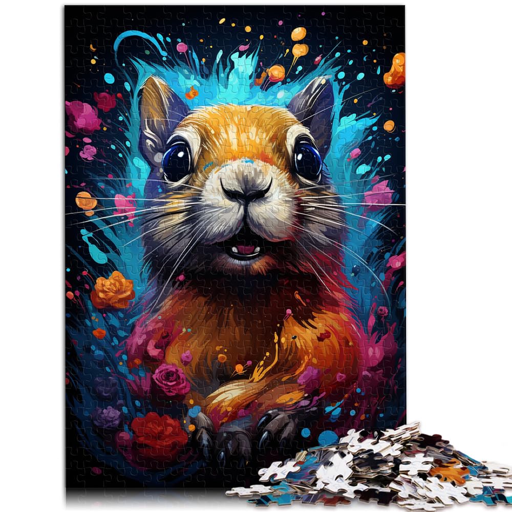 Puzzles Buntes psychedelisches Eichhörnchen-Tier Puzzles 1000 Teile Holzpuzzle Spielzeug Puzzles Lernspiele Stressabbau Puzzles 1000 Stück (50x75cm)