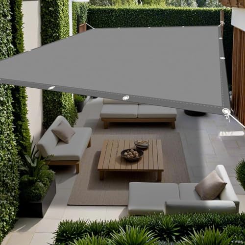 Sonnenschutzsegel mit Ösen, 150 x 320 cm (59 x 126 Zoll), 185 g/m² Material, Sonnenschutzstoff, 98% UV-Schutz, Sonnenwind für Outdoor-Gartenterrassenparty, hellgrau, 150 x 760 cm (59 x 299