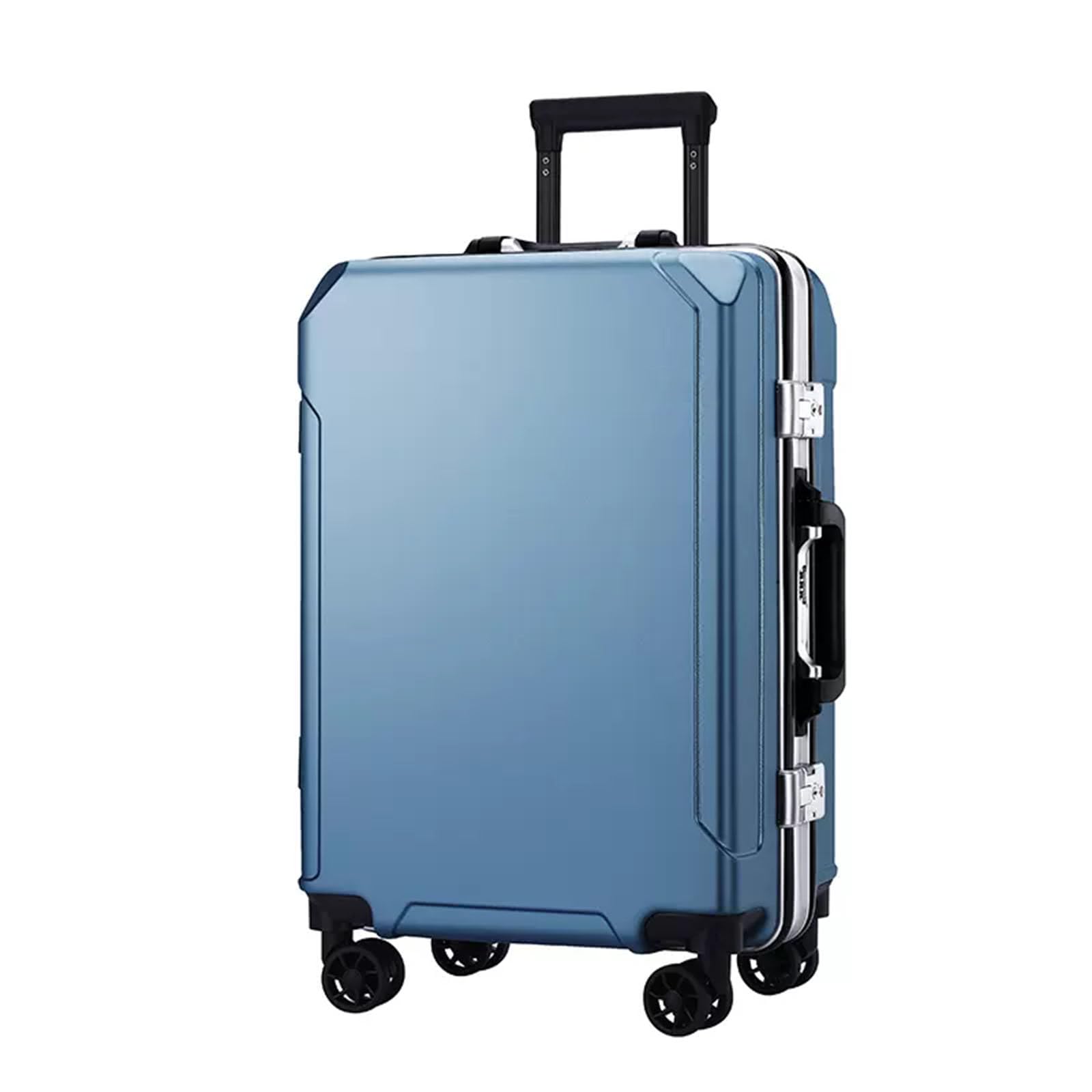 KJZQXYX Koffergepäck mit Spinnerrädern, Trolley-Koffer mit Aluminiumrahmen, zwei USB-Ladeanschlüssen, TSA-Zahlenschloss (light blue 22 in)