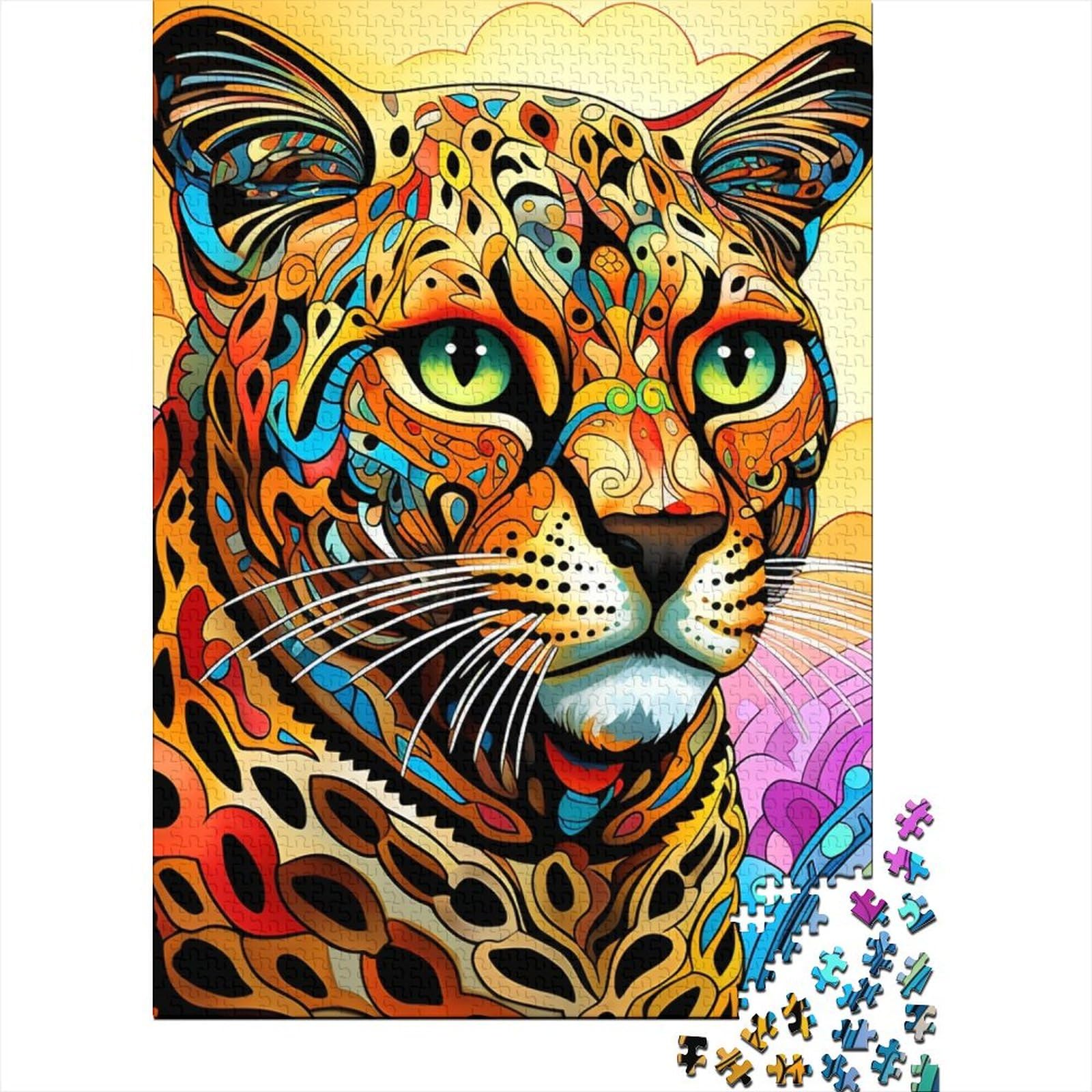 Afrikanischer Leopard, Holzpuzzle für Erwachsene und Teenager, 500 Teile, Premium-Puzzlespiel, Spielzeug für Erwachsene, Familienpuzzle, Geschenk 20,47x14,96 Zoll