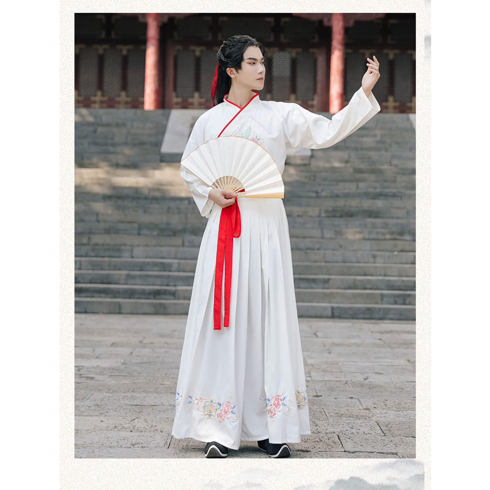 OZMDXKJ Hanfu Ritter-Kostüm, chinesischer Stil, Fee, elegantes Kampfsport-Paar-Kostüm, Größe M = 160–165 cm, Weiß