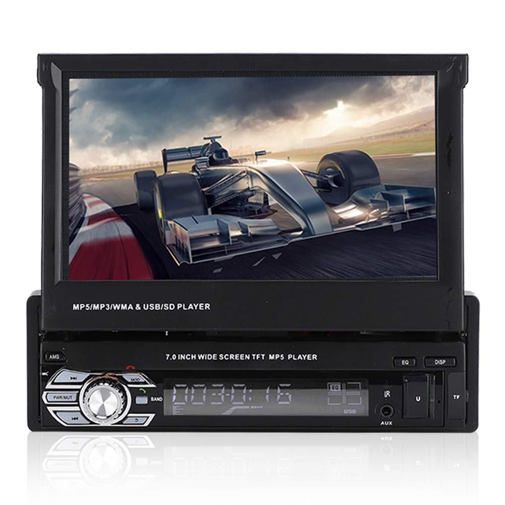 Autoradio mit Bluetooth Freisprecheinrichtung, 7 Zoll Touchscreen Auto MP3 MP5 Player Media-Receiver Support RDS´, SD, USB, AUX, Front- und Rückfahrkamera und Lenkradfernbedienung