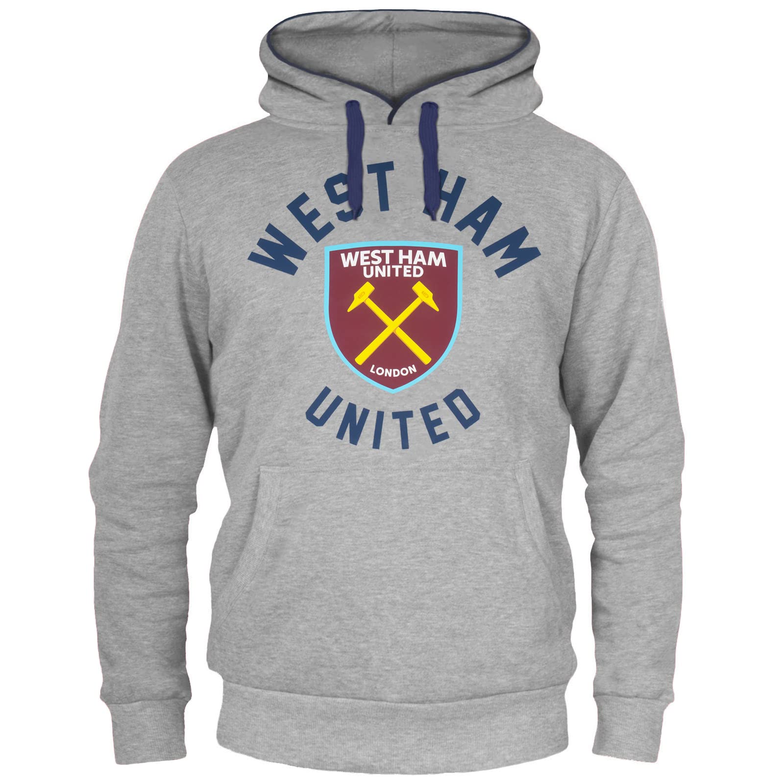 West Ham United FC - Herren Fleece-Kapuzenpullover mit Grafik-Print - Offizielles Merchandise - Geschenk für Fußballfans - Grau - S