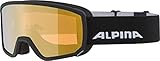 ALPINA SCARABEO S Q-LITE - Verspiegelte, Kontrastverstärkende OTG Skibrille Mit 100% UV-Schutz Für Erwachsene, black, One Size