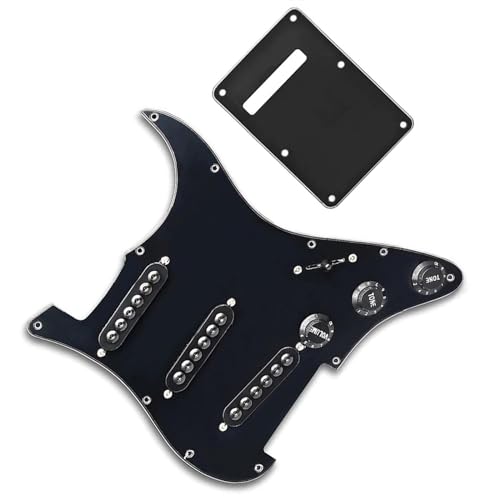 Standard-Pickguard-Tonabnehmer Vorverdrahtetes Schlagbrett SSS Single Coil Pickups Verstellbare Schrauben Gitarrenteile Schwarz