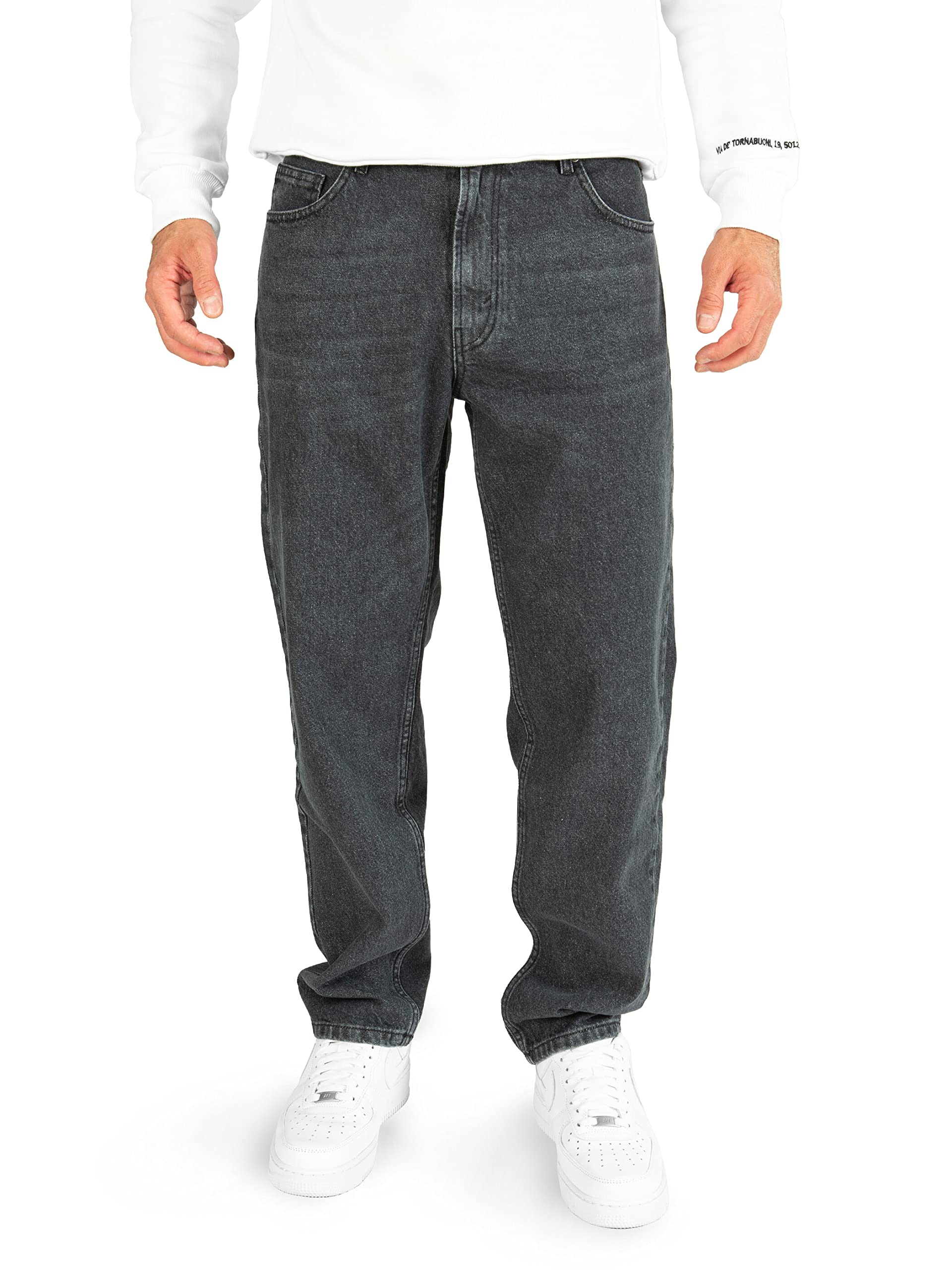 WOTEGA Thor - Herren Jeans Hose - Herrenhosen - Business Hose - Jogger Jeans Loose Fit, Schwarz (Phantom 194205), W30/L34