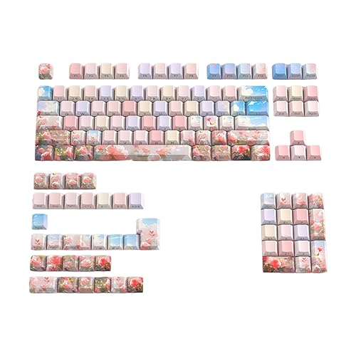 Double Shot PBT Keycaps Shot Dye Subbed PBT Keycaps For 134 Keys For Mechanical Keyboards Thick PBT Colored Rose Profile Keycaps