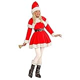 Widmann - Kostüm Luxus Miss Santa, Kleid, Gürtel, Mäntelchen, Stiefelbedeckung und Mütze, Weihnachtsmann, Weihnachten, Karneval, Mottoparty