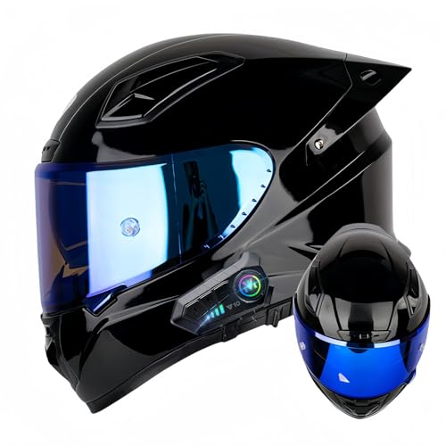 Integraler Bluetooth-Motorradhelm, Modularer Integral-Motorradhelm Mit Doppelvisier, ECE-Zugelassener Bluetooth-Motorradhelm, Modularer Integralhelm Für Männer Und Frauen F,L57-58CM