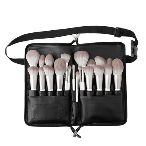 MEELYHOME Stilvolle Make-up-Pinseltasche, multifunktional, unverzichtbarer Kosmetikpinselbehälter für Beauty-Enthusiasten, Hüfttasche mit Reißverschluss aus Polyurethan, Expanded size 34*27cm