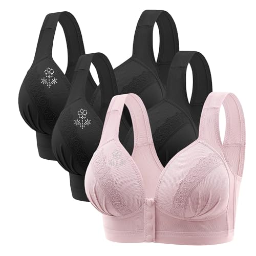 CSHE 3er Pack Damen BH Ohne Buegel Push Up Seamless Komfort Sport BH Frauen Grosse Grössen Klassische BH mit verstellbarem Weich Atmungsaktiver Bequem BHS Set für Alltag Damen S-3XL