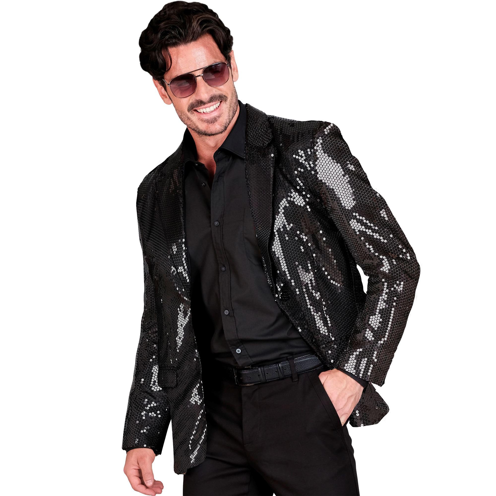 W WIDMANN MILANO Party Fashion - Party Fashion Jackett mit Pailletten für Herren, Disco Fever, Anzugjacke, Schlagermove