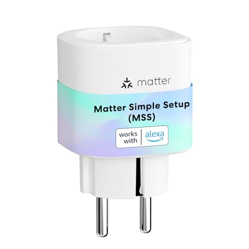 Meross Matter Smart Steckdosen mit Stromverbrauch, WLAN Steckdosen mit Stromzähler für Balkonkraftwerk, funktioniert Apple HomeKit, Alexa und Google, 16A, FFS Ver.