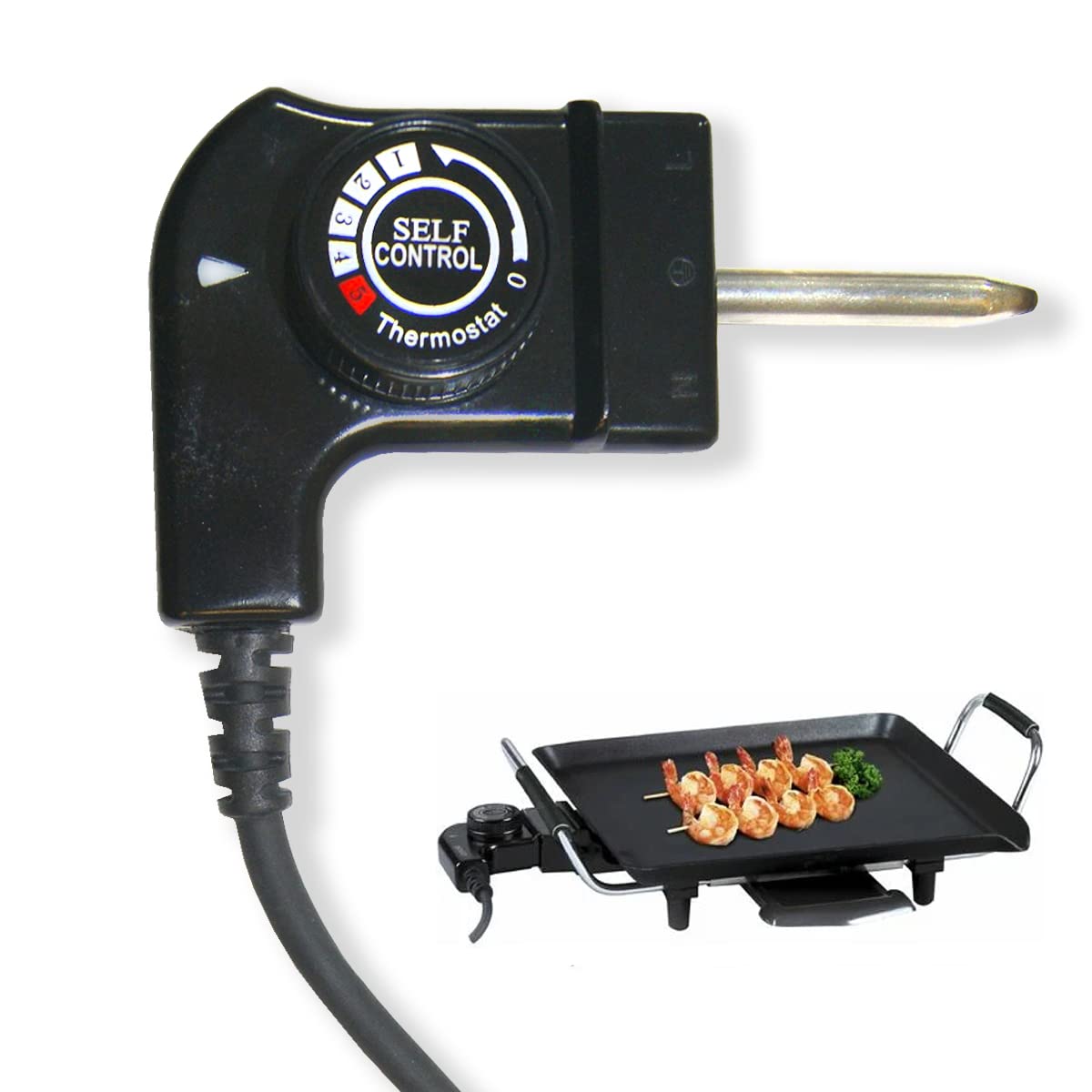 GOLDMAN SERVICE | Kabelthermostat für elektrische Grillplatte. Gültig kompatibel für verschiedene Modelle großer Marken von Elektrogrills. Ersatz-Rostgrill-Thermostat. Modell CTW-300.