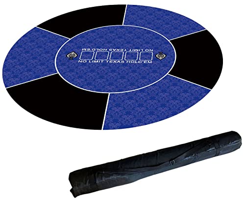 BFVAKBKYT Professionelle Pokermatte für Tische, Rutschfestes professionelles Texas Hold'em-Tisch-Layout, mit Faltbarer Tragetasche, perfekt for Familienfeiern(Blue,60cm/24inch)