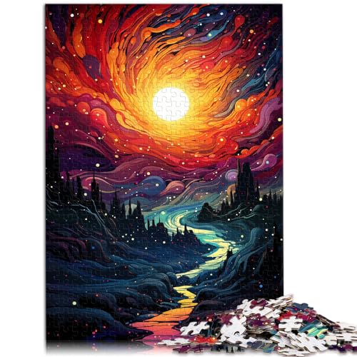 Puzzle für die farbenfrohe Psychedelia von Black Hole Dawn, 1000 Teile, Puzzle-Geschenke, Holzpuzzle, Spaß für die ganze Familie, Puzzle 1000 Teile (50 x 75 cm)