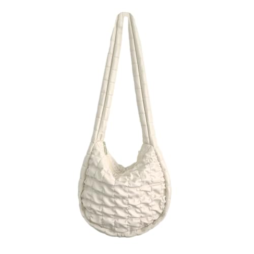 HIOPOIUYT Plissierte Tasche, gerüscht, modische Handtasche für Damen, Mädchen, PU-Leder, beige