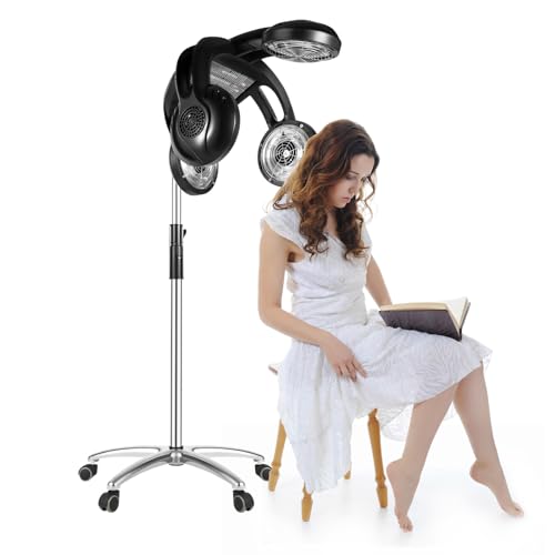 Profi Haartrockner Trockenhaube, Trockenhauben für Haare, Haartrockner für Friseursalon, Haartrockenhaube Salon Friseur mit Höhenverstellbar Standfuß 1400W 4-Modi 30-70°C