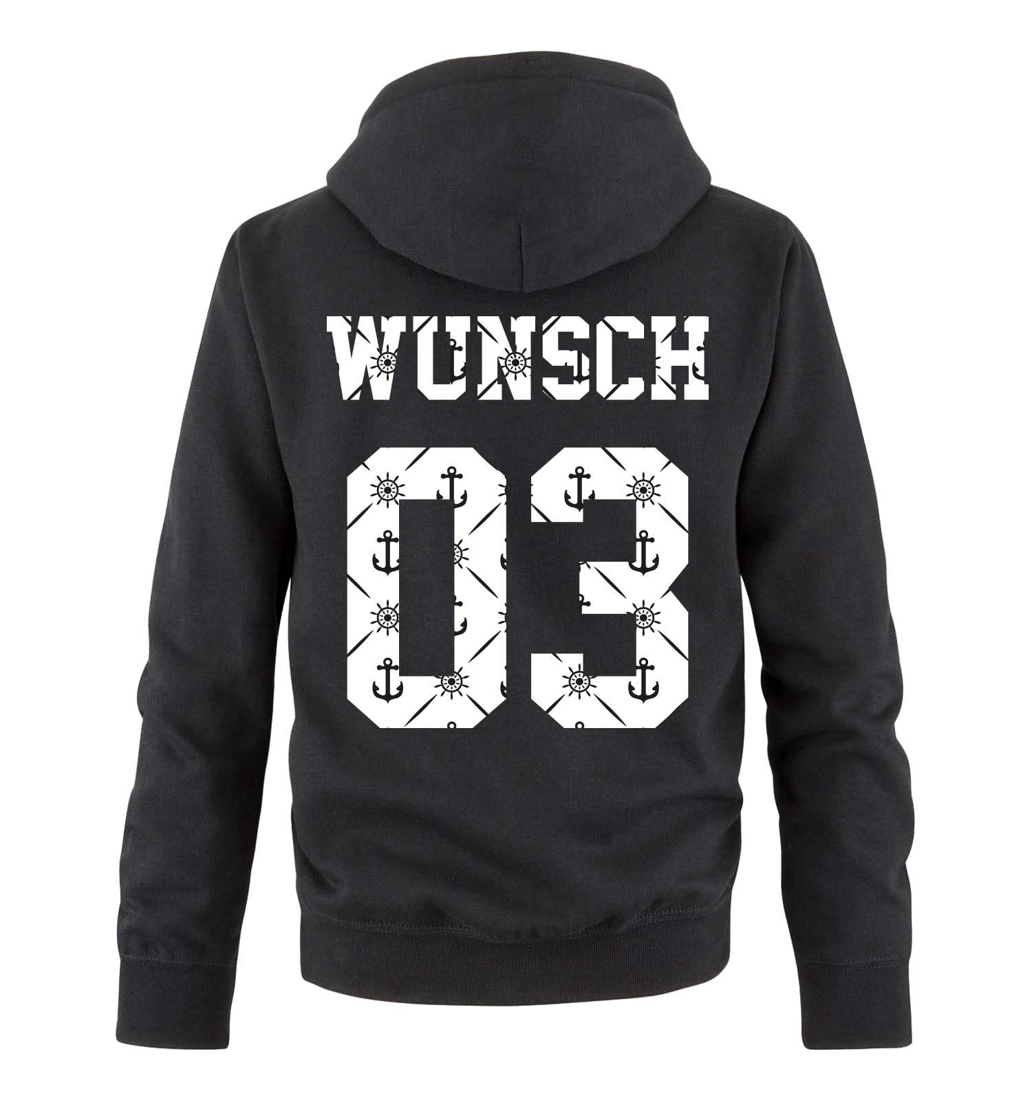 Comedy Shirts - Wunsch - Herren Hoodie - Schwarz/Anker - Gr. XL