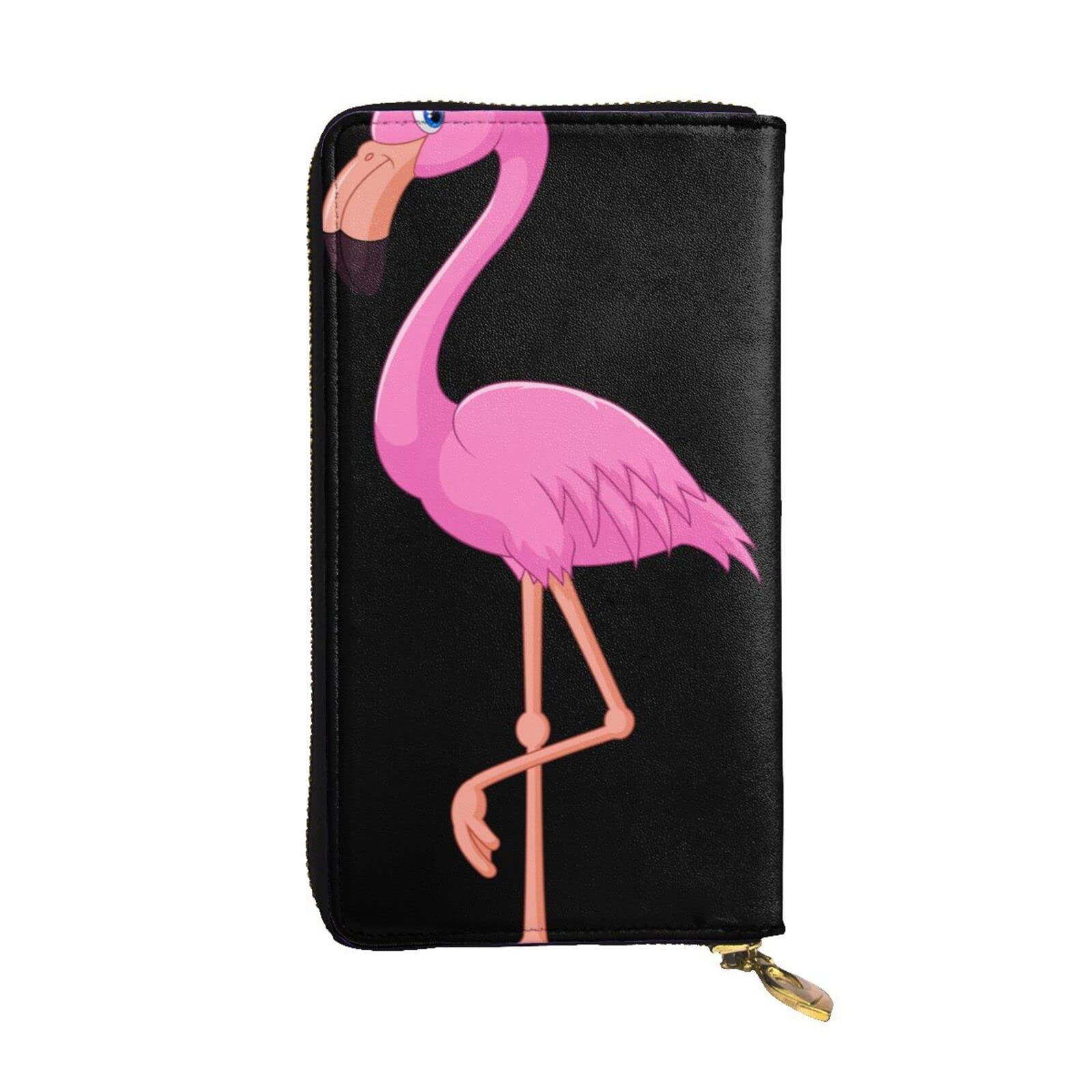 DMORJ Cartoon Flamingo Leder Lange Clutch Geldbörse: 19 x 10 cm Bequem Leicht Wasserdicht Langlebig Schönes Geschenk, Schwarz, Einheitsgröße, Schwarz , Einheitsgröße