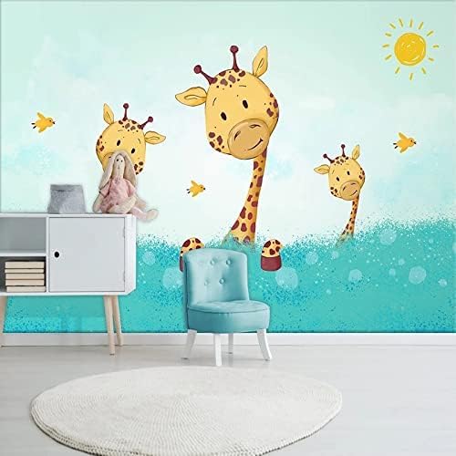 XLMING Handgemalte Cartoon-Giraffe Im Kinderzimmer 3D Tapete Home Dekoration Wohnzimmer Sofa Schlafzimmer Tv Hintergrund Wand-350cm×256cm