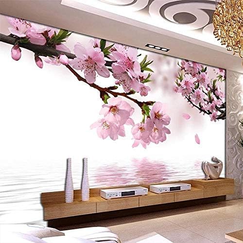 XLMING Romantische Pfirsichblüten-Reflexion Küche Esszimmer Arbeitszimmer Wohnzimmer TV Hintergrund Wand 3D Tapete-150cm×105cm