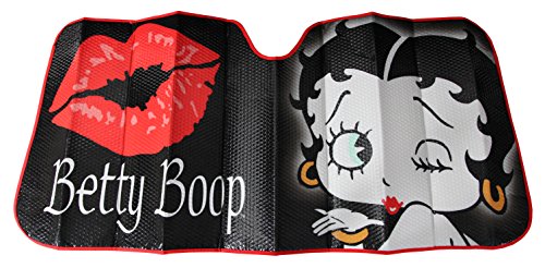 Plasticolor 003716R01 Betty Boop Timeless Black Akkordeon-Stil Auto LKW SUV Frontscheibe Sonnenschutz