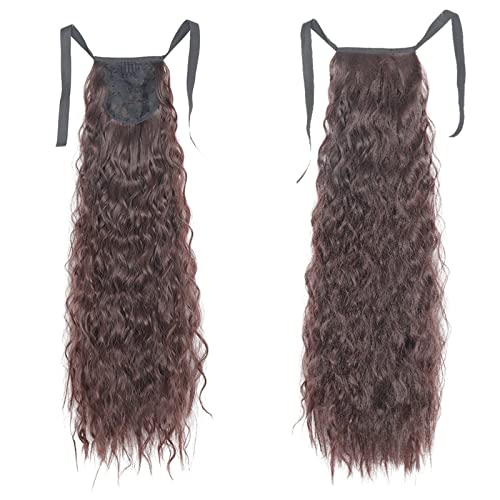 Pferdeschwanz Haarteil Clip-Haarverlängerungen for Anklipsen, synthetischer Mais, gewellt, langer Pferdeschwanz for Damen-Haarteil Pferdeschwanz Haarverlängerung(Q56-2-33,22inch-55cm)