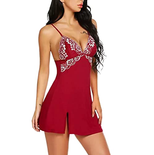 Dessous Sexy Reizwäsche Set Damen Sexy Dessous Spitze Mit Körbchen Low Cut Transparent Rot M