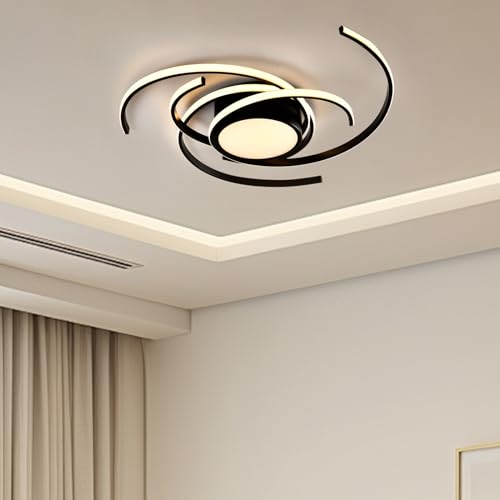 LQWELL ® Deckenleuchte LED Deckenlampe, 40W 3000K Küchenlampe Modern Schlafzimmerlampe aus Aluminium Schwarz Weiß für Wohnzimmer Schlafzimmer Küche Balkon Flur Keller Büro, 750 * 750 * 100mm