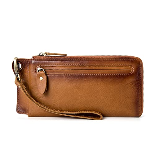 seluluory Lange Geldbörse, Geldtasche für Herren, Leder, lässig, Kreditkartenhalter, Kleingeldfach, Münzgeldbörse, Geldbörse, Handgelenk-Handtaschen, BN, Einheitsgröße, Münzfach