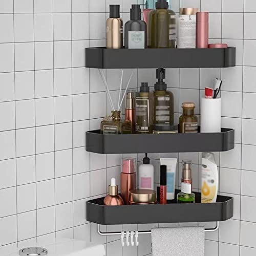 YIHANSS Eck-Duschregal, Badezimmer-Eckregal, Küchenrahmen, wandmontiertes Shampoo-Regal, Aufbewahrungszubehör ohne Bohren, Organizer, Duschhalter, Dusch-Organizer (Farbe: einlagig) (dreilagig1)