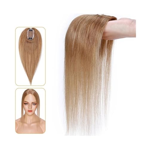 Haartopper für Frauen Echthaar-Topper for Frauen, 6 x 9 cm, handgebundene Haar-Topper mit Seidenbasis, 110% indisches Haar, glattes, natürliches Haarteil, Clip-in-Haarverlängerung Haarteil Topper Tou