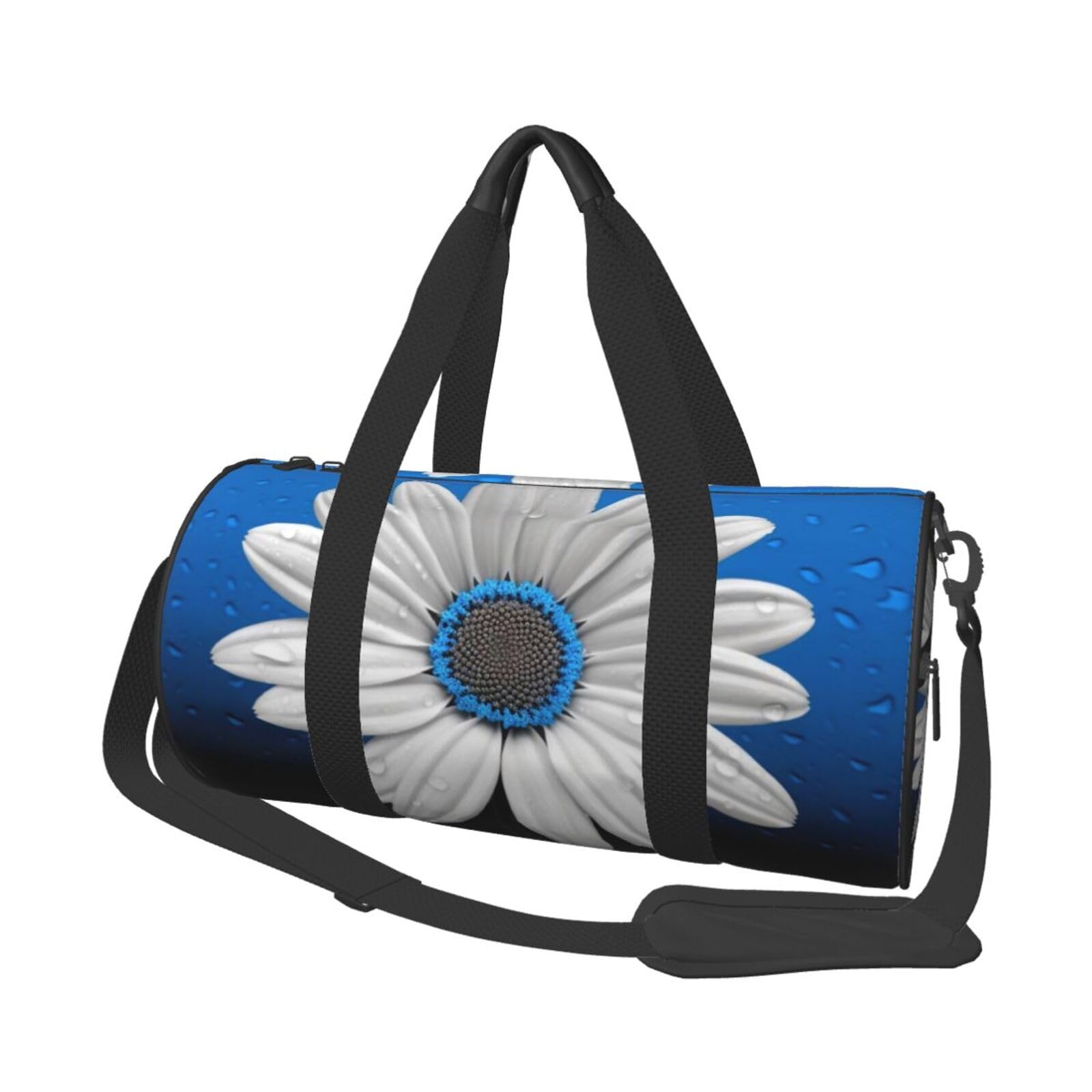 Robuste Reisetasche mit gelben Blumen und Schmetterlingen, geräumige und stilvolle Tasche für alle Ihre Reisebedürfnisse, Weiß/blaue Gänseblümchen, Einheitsgröße