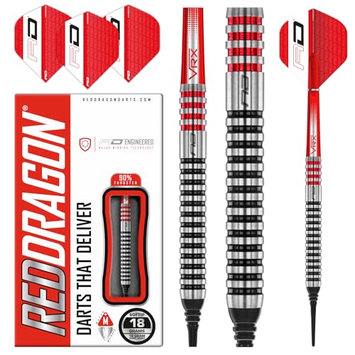 RED DRAGON GT3's Softip 20 Gram Tungsten Professional Darts Set with Flights and Nitrotech Shafts (Stems)