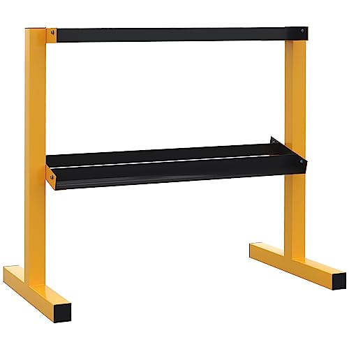 SPORTNOW Hantelständer, 2-Stufige Kurzhantelablage, Hantelablage bis 270 kg Belastbar, Gewichtshalter für Gewichtheben, Krafttraining, Stahl, Gelb, Schwarz, 92,5 x 50,5 x 80,5 cm